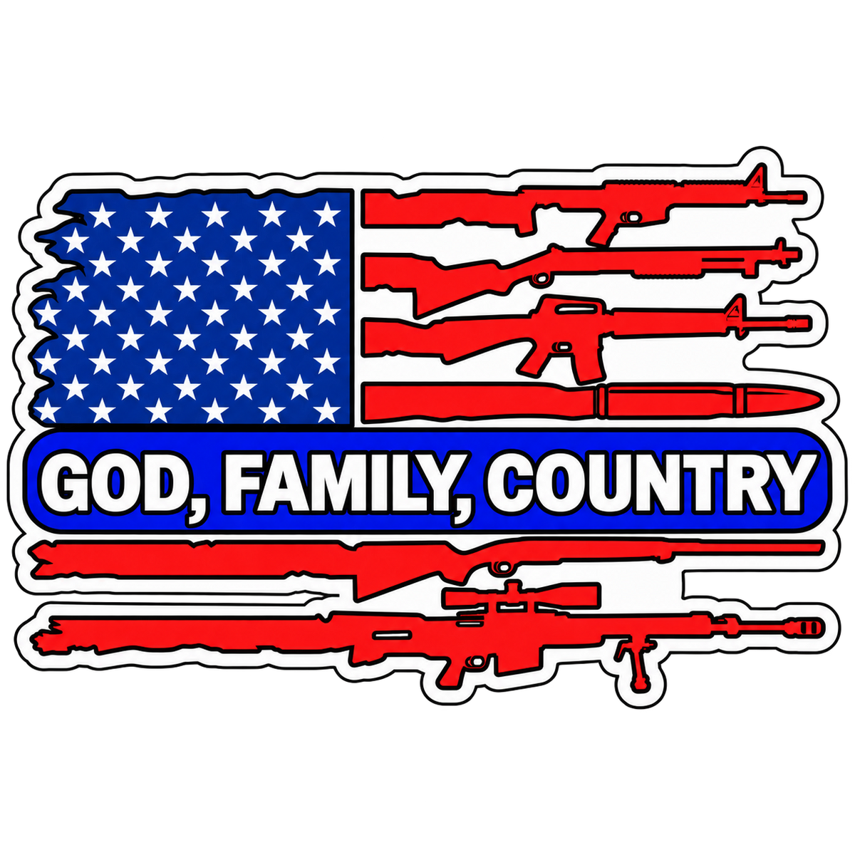God, Family, Country Patriotic Sticker