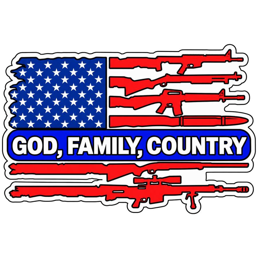 God, Family, Country Patriotic Sticker
