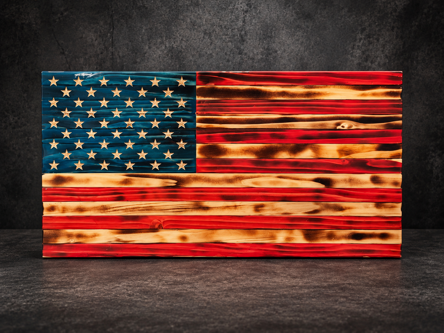 24" Handcrafted Wooden American Flag